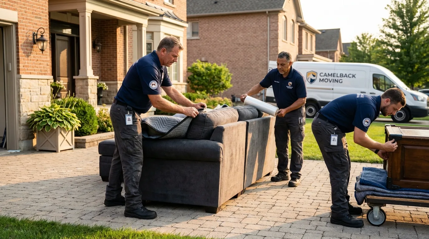 Large estate moving crew wrapping furniture in Hoschton, GA
