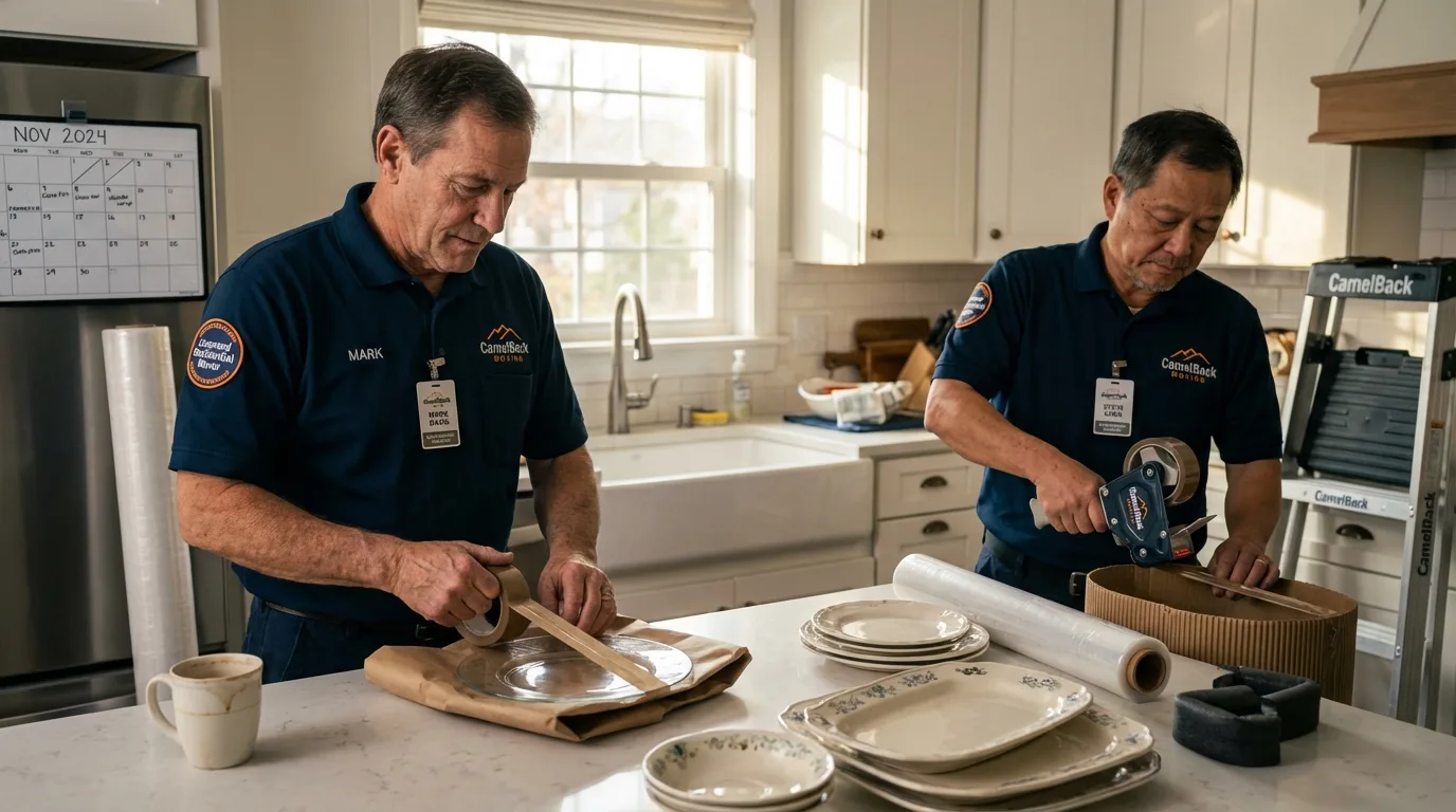 Professional crew packing kitchen dishware in Hoschton, GA